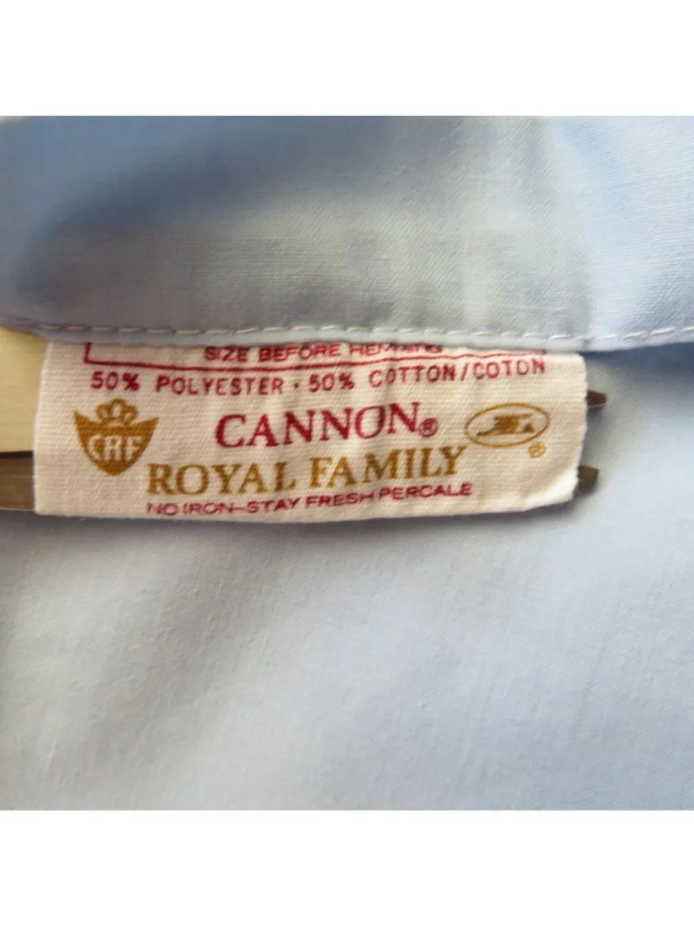 Vintage Cannon Blue Floral Lace Border King Flat Sheet Percale Cottagecore USA